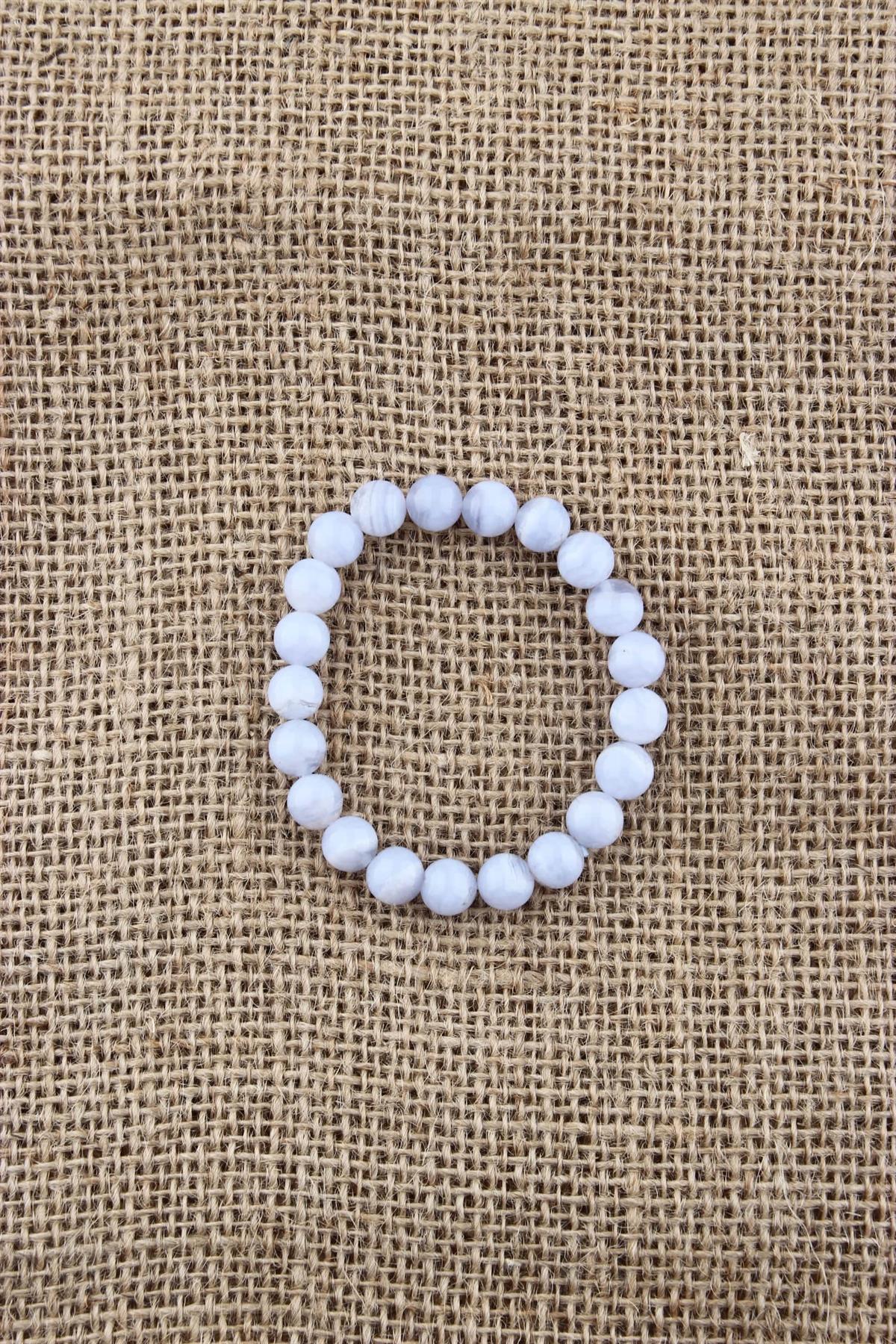 SERTİFİKALI KALSEDON  Orjinal ( Taşlar) Doğaltaş BİLEKLİK 8 MM