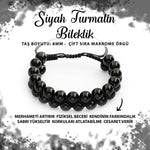 SERTİFİKALI Siyah Turmalin 8mm Çift Sıra Makrome Doğal Taş Bileklik