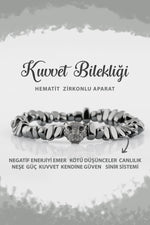 SERTİFİKALI Kuvvet Doğal Taş Bileklik Hematit Zirkon Aparat B004