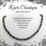 SERTİFİKALI Karlı Obsidyen 6 mm Dizi Doğal Taş Kolye