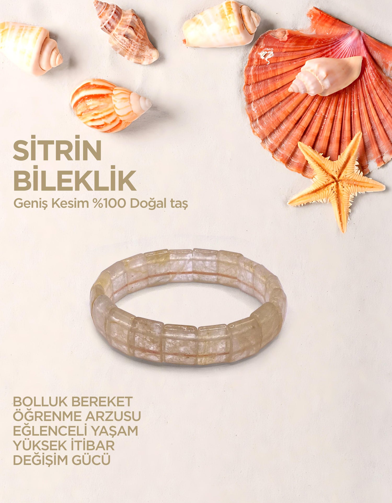 Sertifikalı Sitrin Geniş Kesim Bileklik