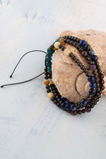 Sertifikalı Yay Burcu Doğal Taş Kolye (Sarı Opal-Ametist-Lazuli-Apatit-Kalsit-Dumorerit-Hematit)