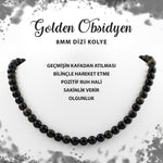 SERTİFİKALI Golden Obsidyen 8 mm Dizi Doğal Taş Kolye