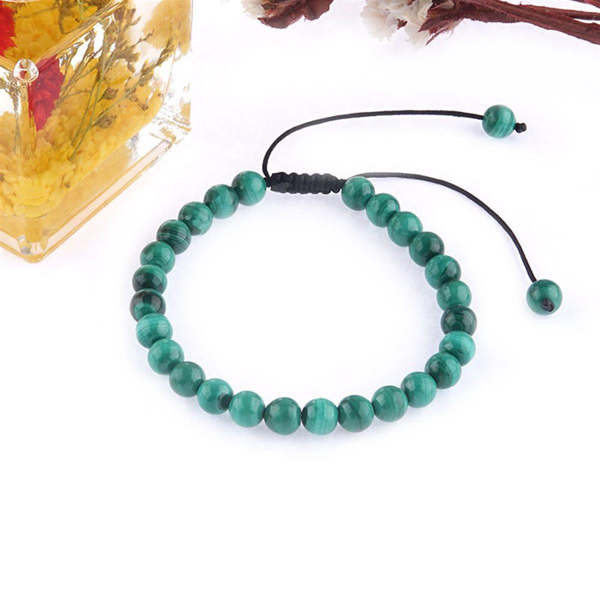 SERTİFİKALI Malahit  Orjinal ( Taşlar) Doğaltaş Bileklik  - 6mm
