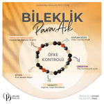 Karnelyan Turuncu Akik, Sitrin, Kaplan Gözü, Obsidyen, Hematit Doğaltaş Bileklik 8 mm, B924