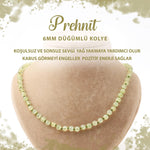 SERTİFİKALI Prehnit 6 mm Düğümlü Doğal Taş Kolye