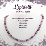 SERTİFİKALI Lepidolit 6 mm Dizi Doğal Taş Kolye