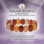 SERTİFİKALI Aslan Burcu Doğal Taş Geniş Kesim Kadın Bileklik