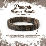 SERTİFİKALI Dumanlı Kuvars Doğal Taş Kare Kesim Geniş Kesim Bileklik