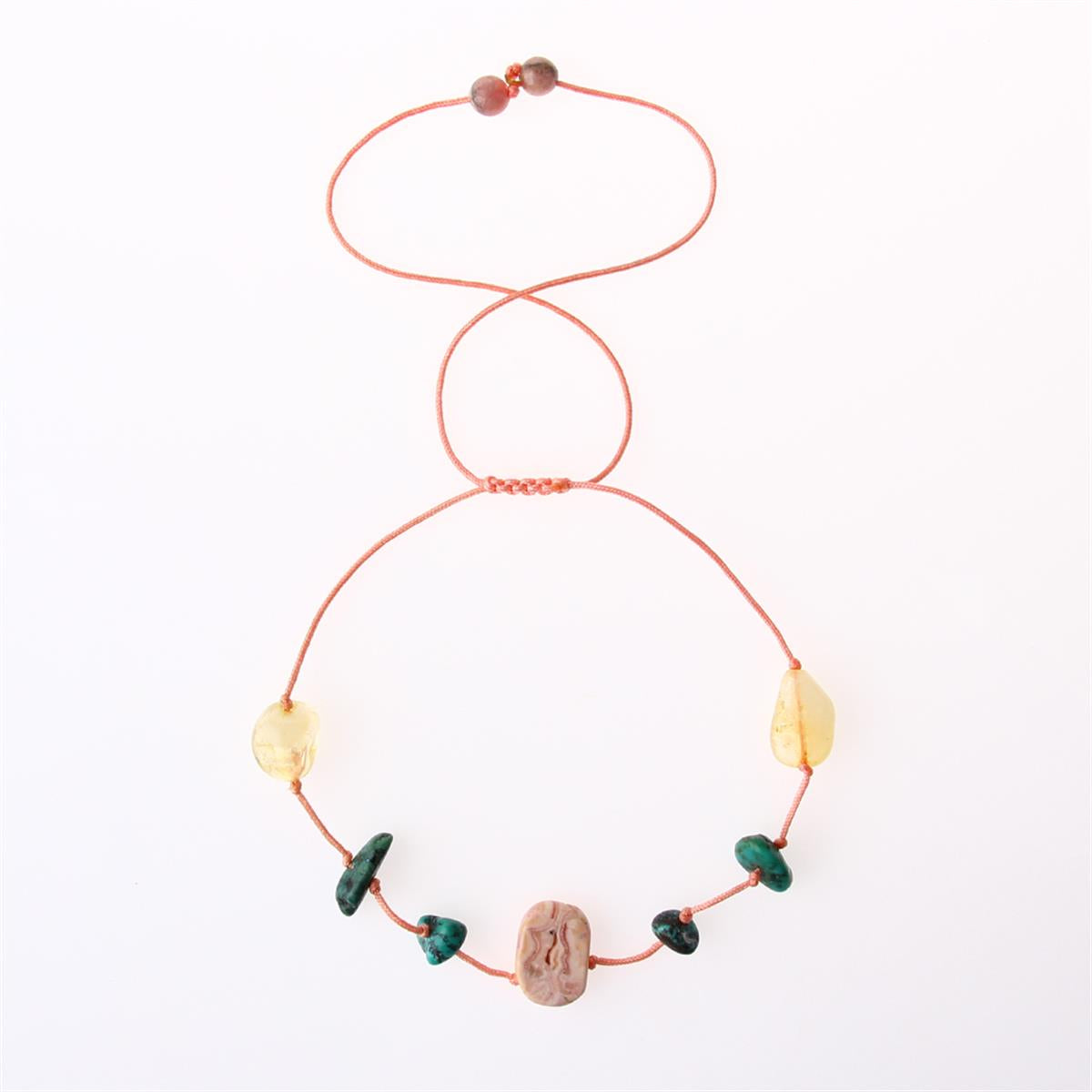 SERTİFİKALI Sitrin, Rodokrozit, Hakiki Turkuaz  Orjinal ( Taşlar) Doğaltaş Halhal 6 mm, B930