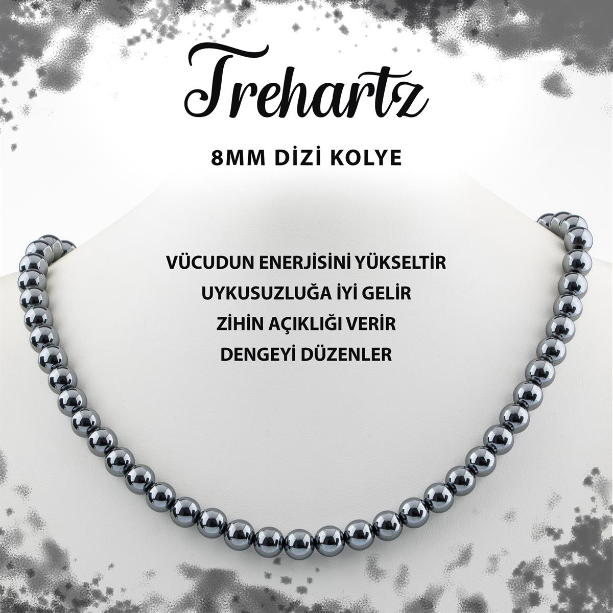 SERTİFİKALI Trehartz 8 mm Dizi Doğal Taş Kolye