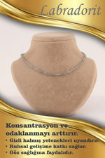 SERTİFİKALI Labradorit  Orjinal ( Taşlar) Doğaltaş Kolye 4 mm, M412