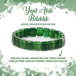 SERTİFİKALI Yeşil Akik Doğal Taş Kare Kesim Geniş Kesim Bileklik