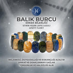 SERTİFİKALI Balık Burcu Doğal Taş Geniş Kesim Erkek Bileklik