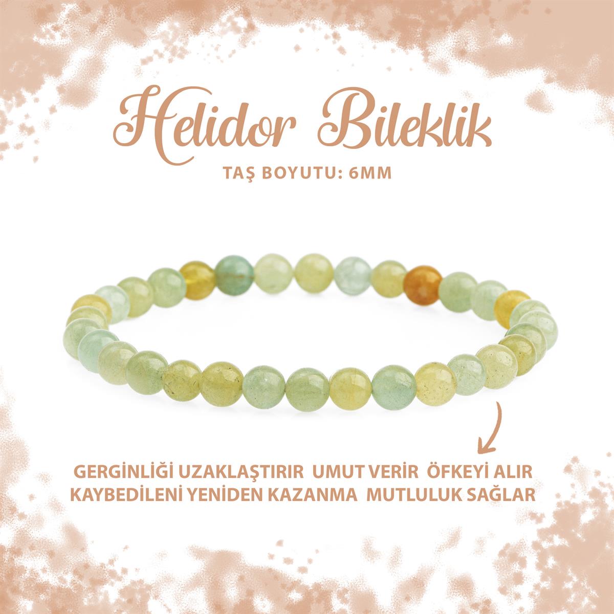 SERTİFİKALI Helidor 6mm Doğal Taş Bileklik