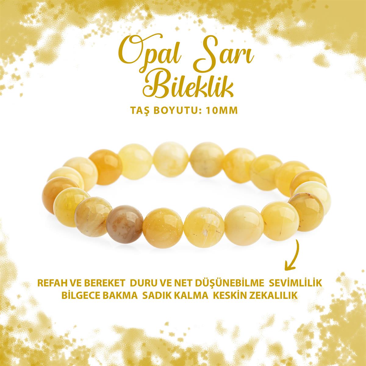 SERTİFİKALI Opal Sarı 10mm Doğal Taş Bileklik