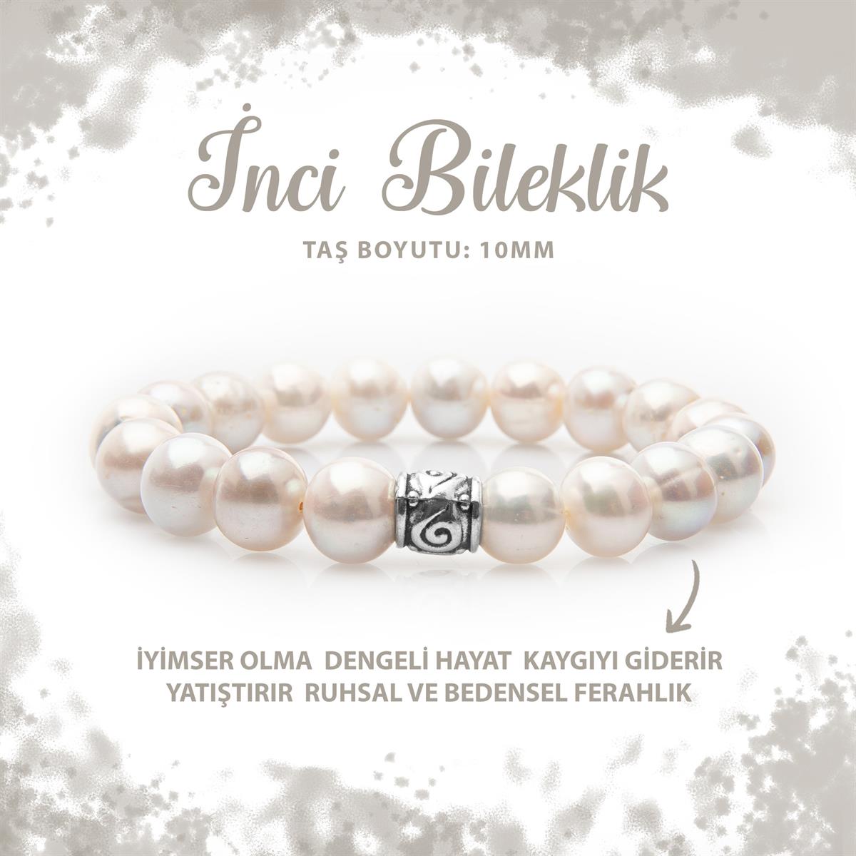 SERTİFİKALI İnci 10mm Doğal Taş Bileklik