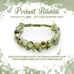 SERTİFİKALI Prehnit 8mm Çift Sıra Makrome Doğal Taş Bileklik