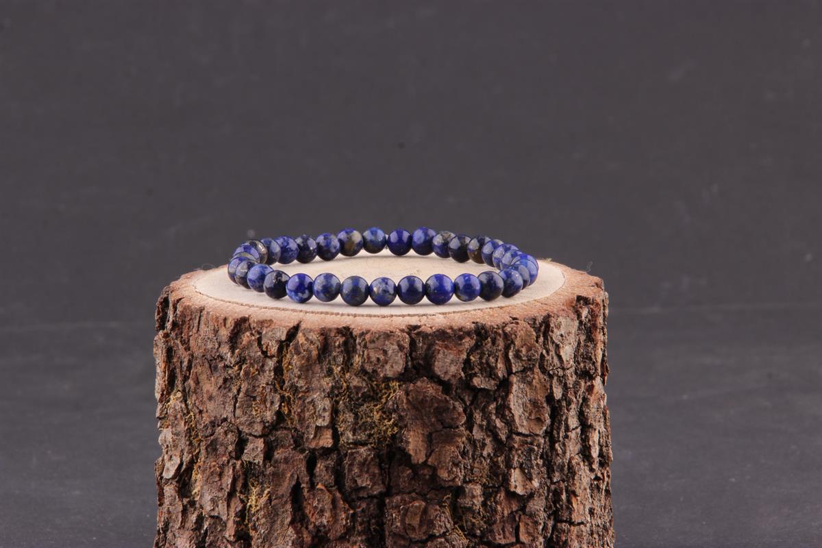 SERTİFİKALI Lapis Lazuli  Orjinal ( Taşlar) Doğaltaş Bileklik 6 mm - B834