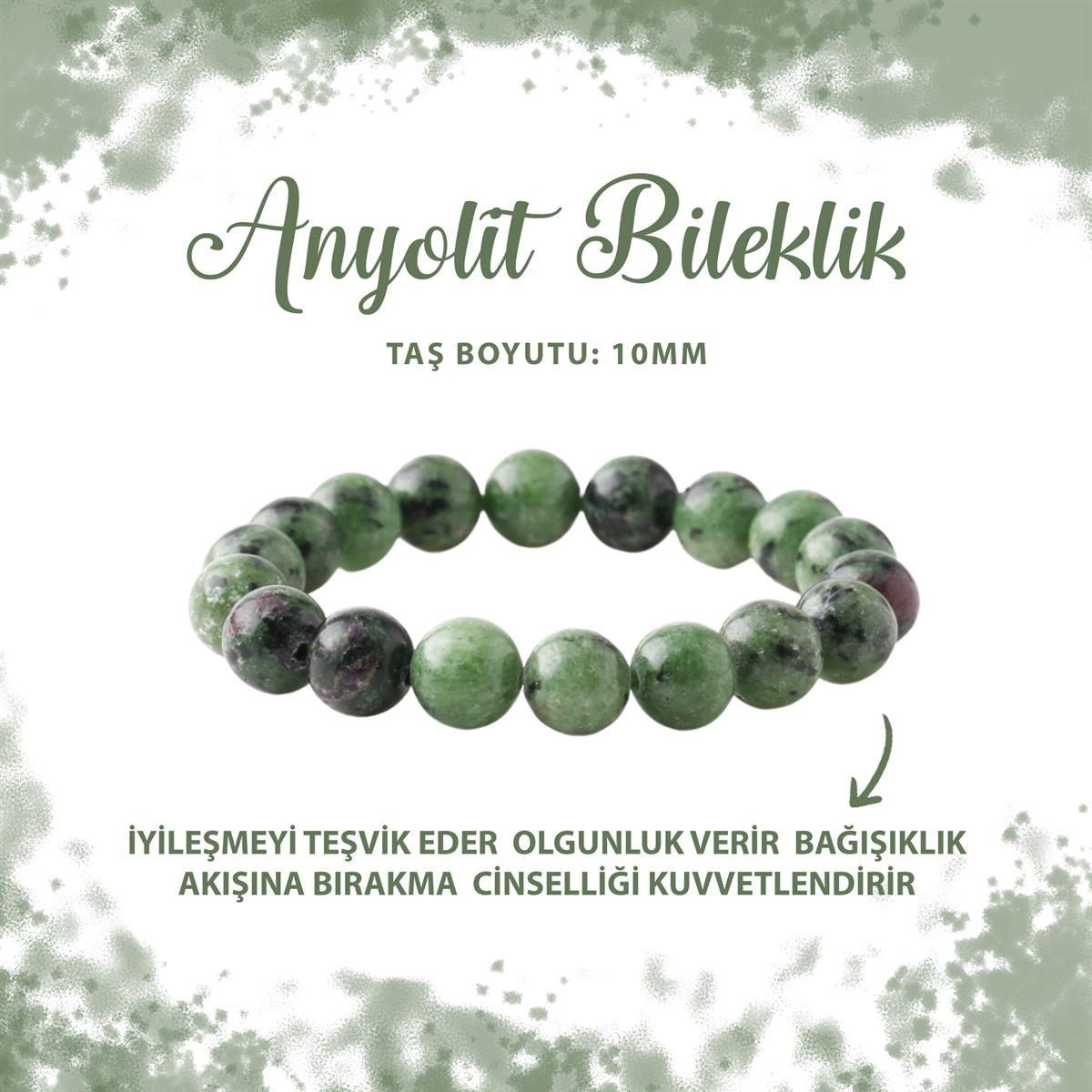SERTİFİKALI Anyolit 10mm Doğal Taş Bileklik