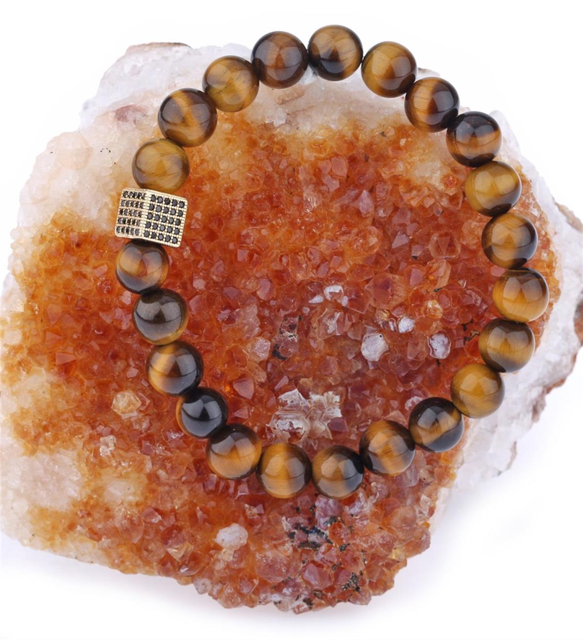SERTİFİKALI Kaplan Gözü- Orjinal ( Taşlar) Doğaltaş Bileklik-8mm- B302
