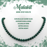 SERTİFİKALI Malakit 8 mm Dizi Doğal Taş Kolye