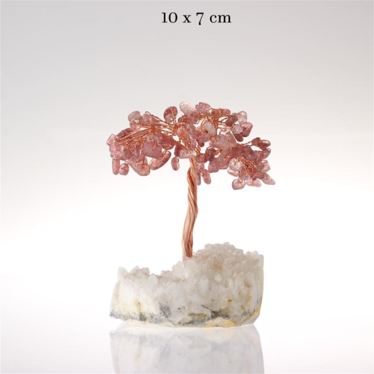 SERTİFİKALI Çilek Kuvars, Kristal Kuvars  Orjinal ( Taşlar) Doğaltaş Ağaç 10x7 cm, D028