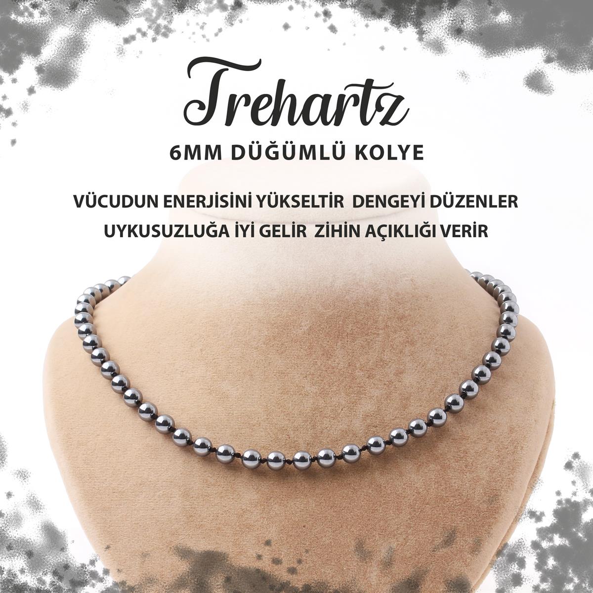 SERTİFİKALI Trehartz 6 mm Düğümlü Doğal Taş Kolye