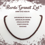 SERTİFİKALI Bordo Granat Lal 6 mm Dizi Doğal Taş Kolye