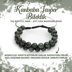 SERTİFİKALI Yeşil Kanbaba Jasper 8mm Çift Sıra Makrome Doğal Taş Bileklik