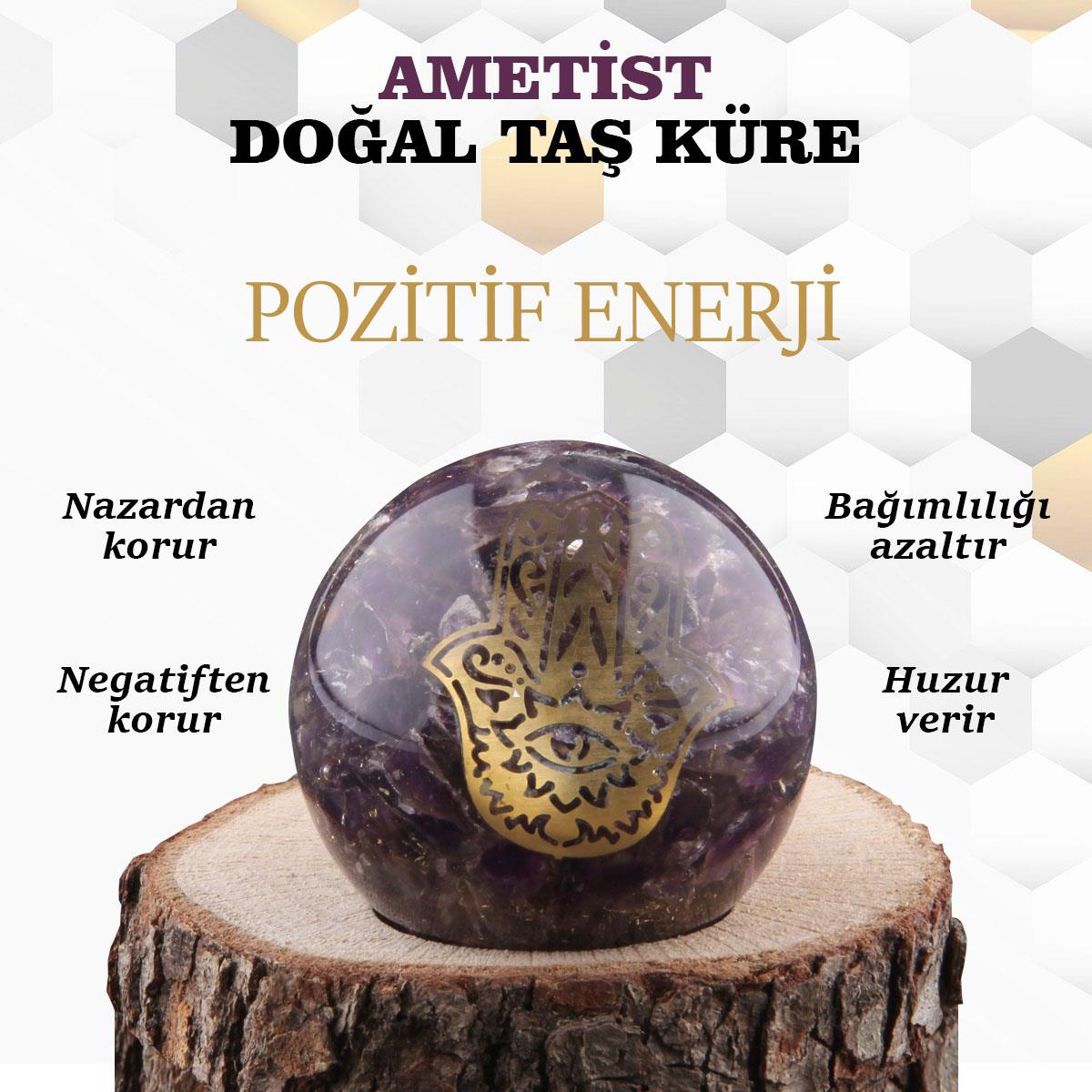 SERTİFİKALI Ametist  Orjinal ( Taşlar) Doğaltaş Küre 5 cm, D007