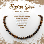 SERTİFİKALI Kaplan Gözü 8 mm Dizi Doğal Taş Kolye