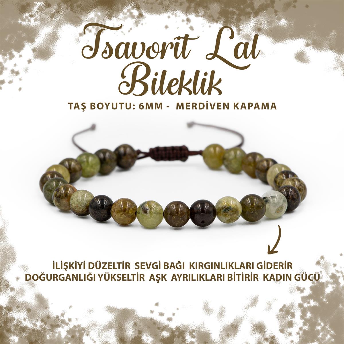 SERTİFİKALI Tsavorit Lal 6mm Merdiven Kapama Doğal Taş Bileklik