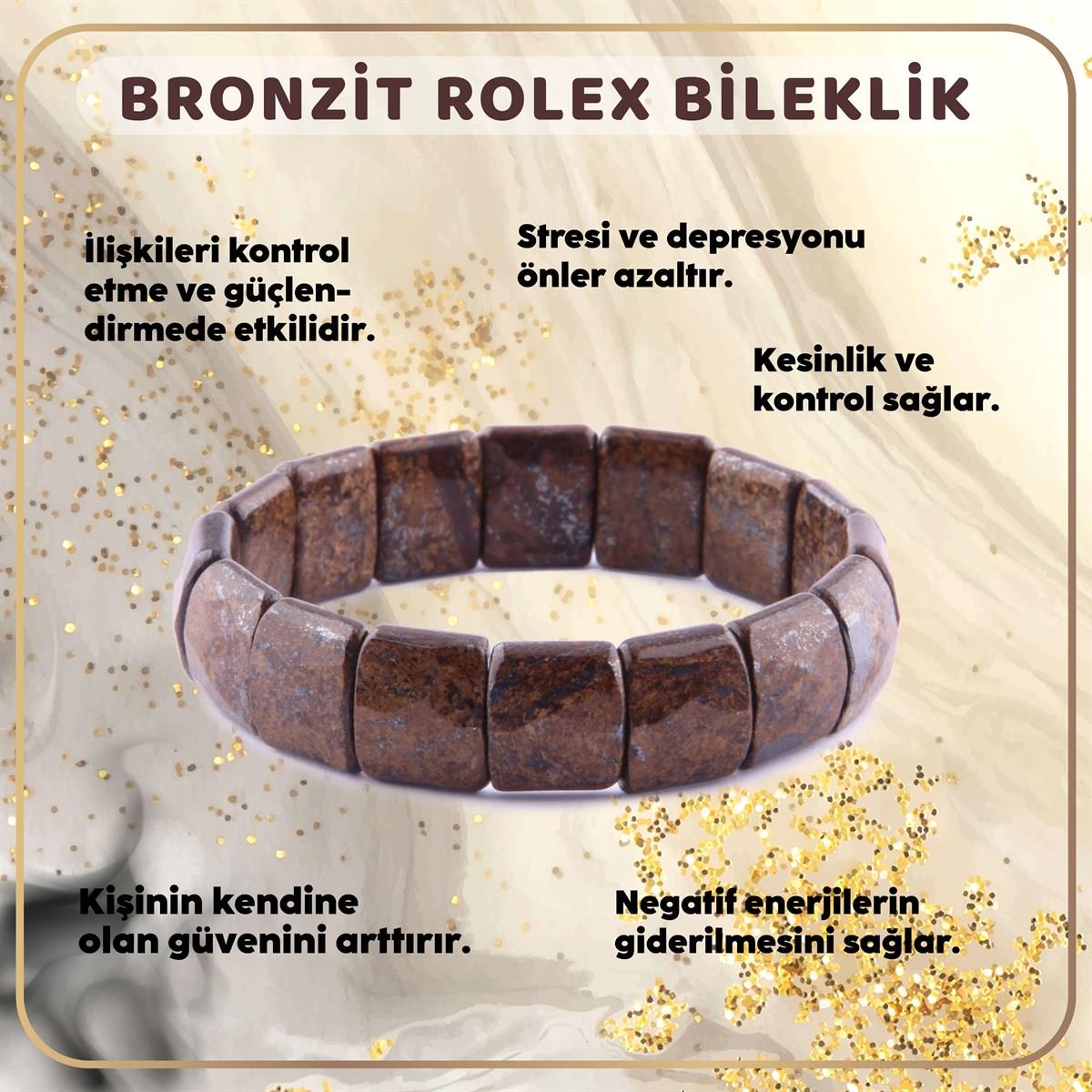 SERTİFİKALI Bronzit  Orjinal ( Taşlar) Doğaltaş Geniş Kesim Bileklik - B430