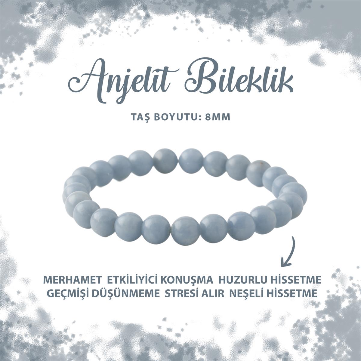 SERTİFİKALI Anjelit 8mm Doğal Taş Bileklik