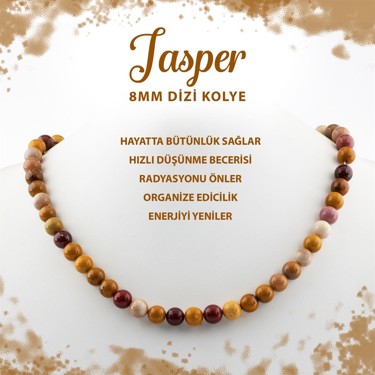SERTİFİKALI Jasper 8 mm Dizi Doğal Taş Kolye