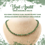 SERTİFİKALI Yeşil Apatit 6 mm Düğümlü Doğal Taş Kolye