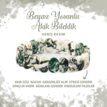 SERTİFİKALI Yosunlu Akik Doğal Taş Geniş Kesim Bileklik