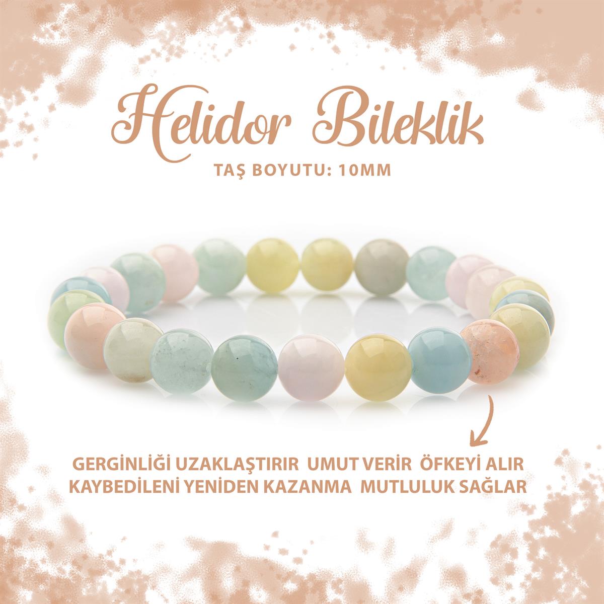 SERTİFİKALI Helidor 10mm Doğal Taş Bileklik