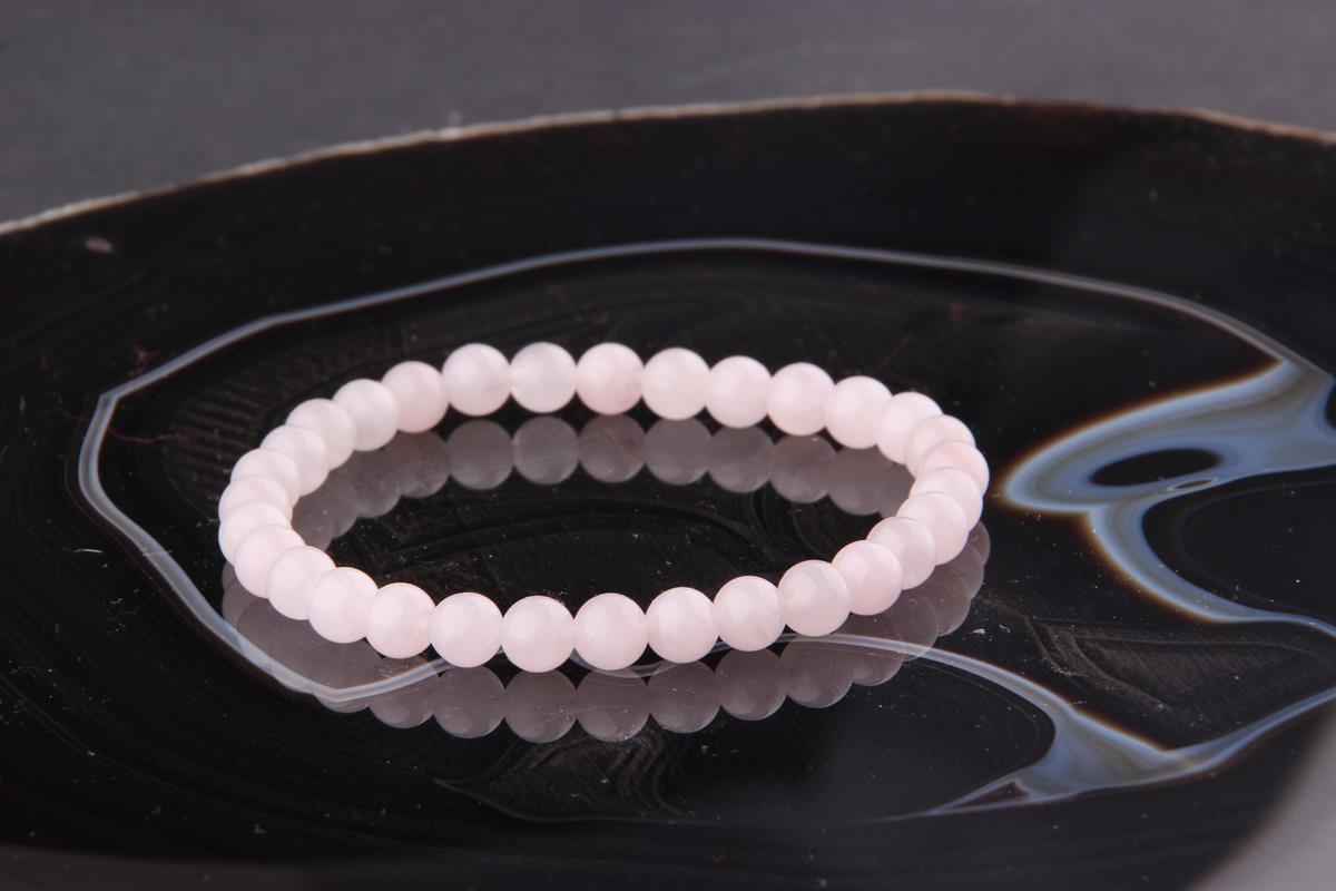 SERTİFİKALI Pembe Kuvars  Orjinal ( Taşlar) Doğaltaş Bileklik 6 mm - B840
