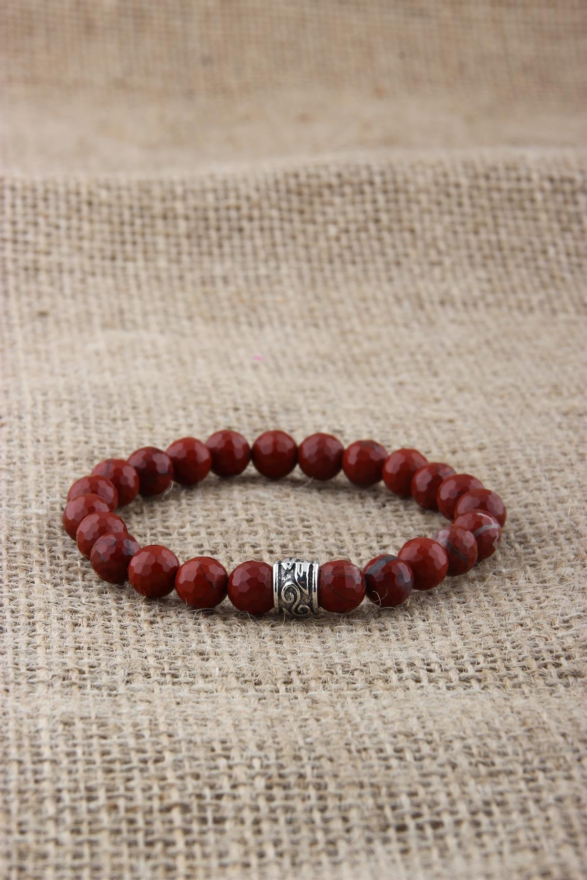 SERTİFİKALI KIRMIZI JASPER  Orjinal ( Taşlar) Doğaltaş BİLEKLİK 8 MM