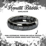 SERTİFİKALI Hematit Doğal Taş Balık Sırtı Geniş Kesim Bileklik