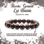 SERTİFİKALI Bordo Granat Lal 10mm Doğal Taş Bileklik