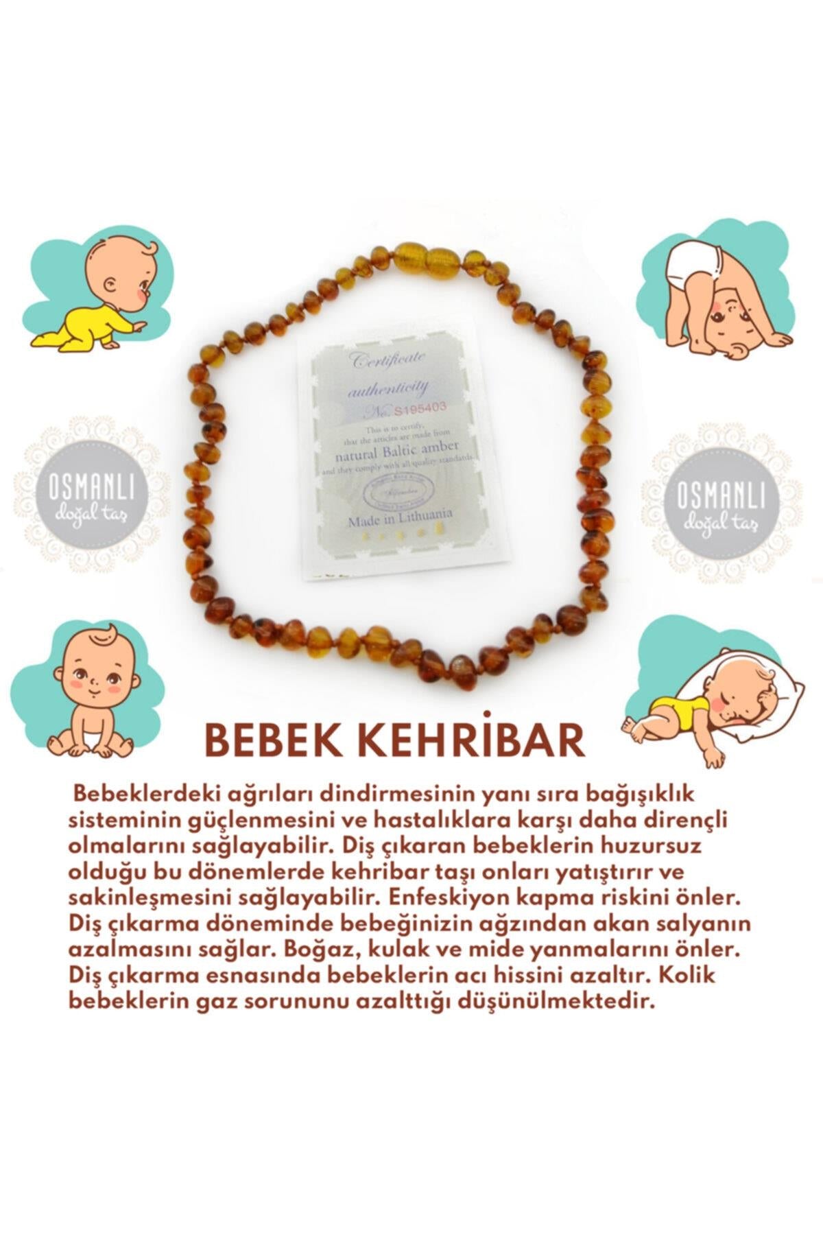 SERTİFİKALI Bebek Kehribar Kolye (33-35 Cm)