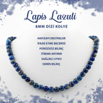 SERTİFİKALI Lapis Lazuli 8 mm Dizi Doğal Taş Kolye