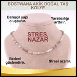 SERTİFİKALI Bostwana Akik  Orjinal ( Taşlar) Doğaltaş Kolye 3 mm - M399