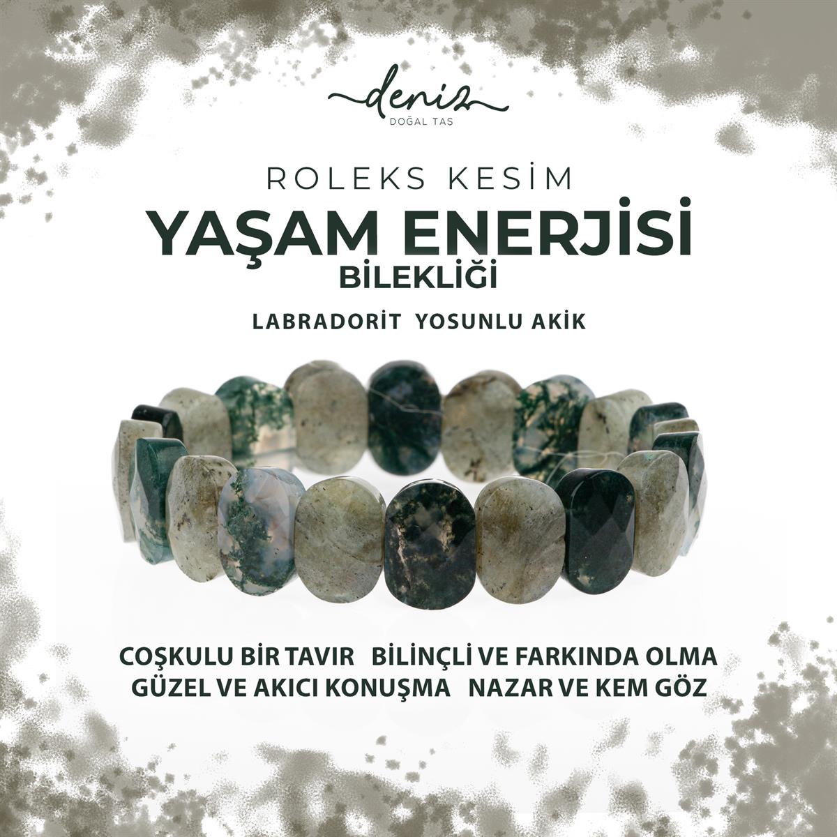 SERTİFİKALI Yaşam Enerjisi Doğal Taş Geniş Kesim Bileklik