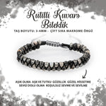 SERTİFİKALI Rutilli Kuvars 3-4mm Çift Sıra Doğal Taş Bileklik