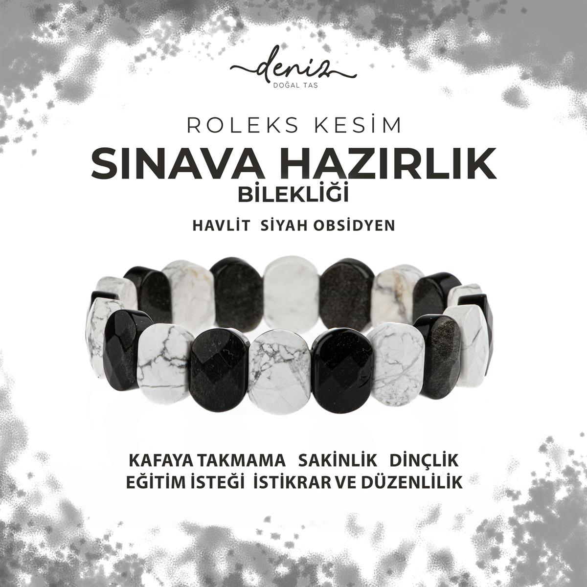 SERTİFİKALI Sınava Hazırlık Doğal Taş Geniş Kesim Bileklik