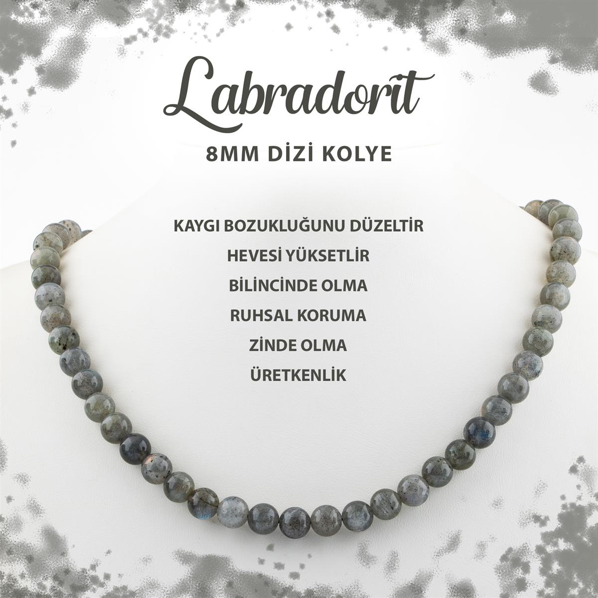 SERTİFİKALI Labradorit 8 mm Dizi Doğal Taş Kolye